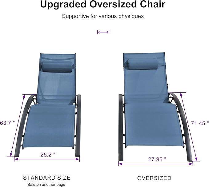 PURPLE LEAF Patio Oversized Chaise Lounge Chair Set - Image 2
