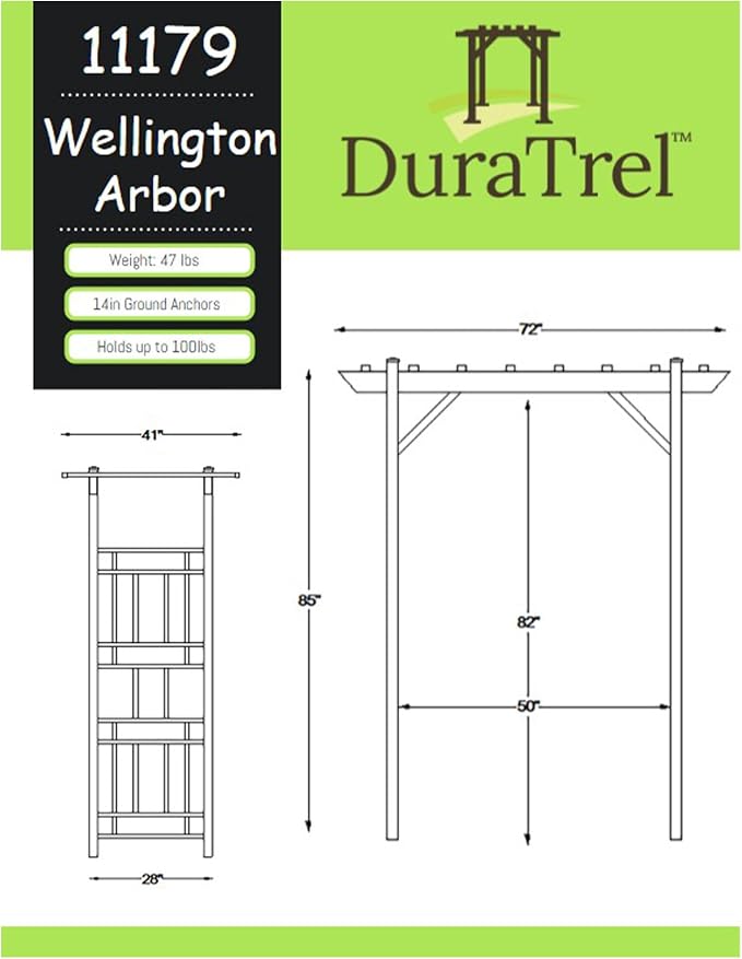 Dura-Trel Wellington Arbor, Vinyl Garden Archway - Image 2