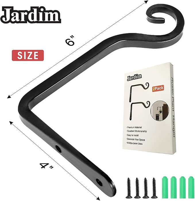 Jardim 2 Pack 6 Inch Premium Decorative Metal Iron Wall Hook, Indoor Outdoor - Image 2