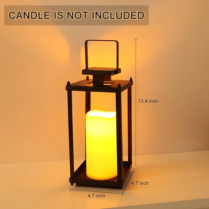 NEEDOMO Lanterns Decorative Indoor& Outdoor, 13.4" Metal Tabletop Decor Lantern - Image 3