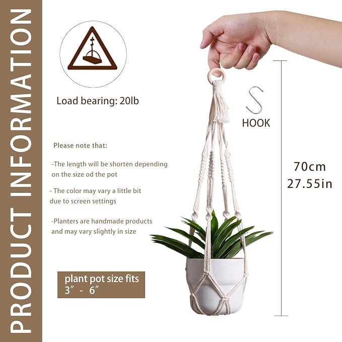Artilady Plant Hanger Indoor Macrame Hanging Planters - Image 4