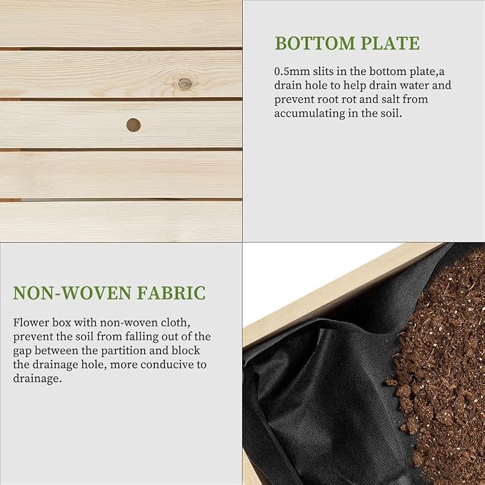 BIRASIL Outdoor Wood Raised Garden Bed, Elevated Reinforced Large Planter Box - Image 4