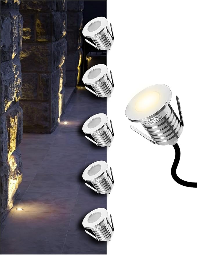MALORY Recessed LED Deck Light 6Pack, 3W 4000K12V Low Voltage Landscape Lighting by MALORY