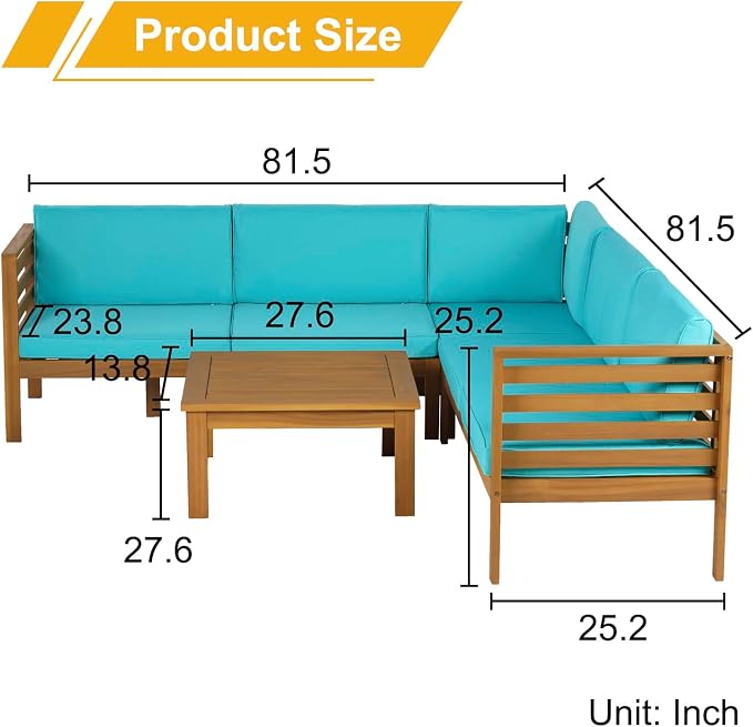 FDW Set L-Shaped Sectional Outdoor Patio Couch daybed Sofa loveseat Seating - Image 8