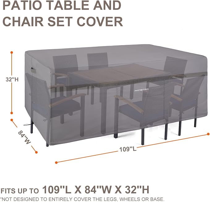 Patio Table Covers Waterproof Rectangular, Hickory Patio Furniture Cover Gray - Image 3