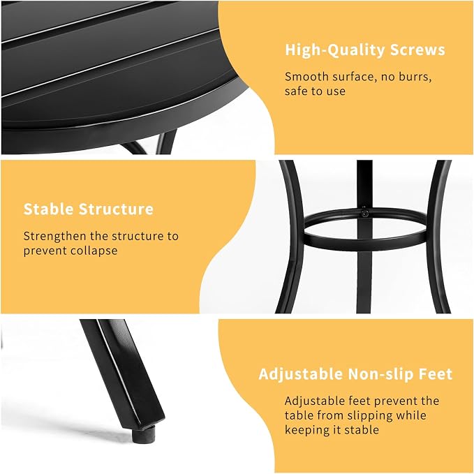 VINGLI Outdoor Side Table, Small Metal Patio End Table, Outdoor Round Table - Image 4
