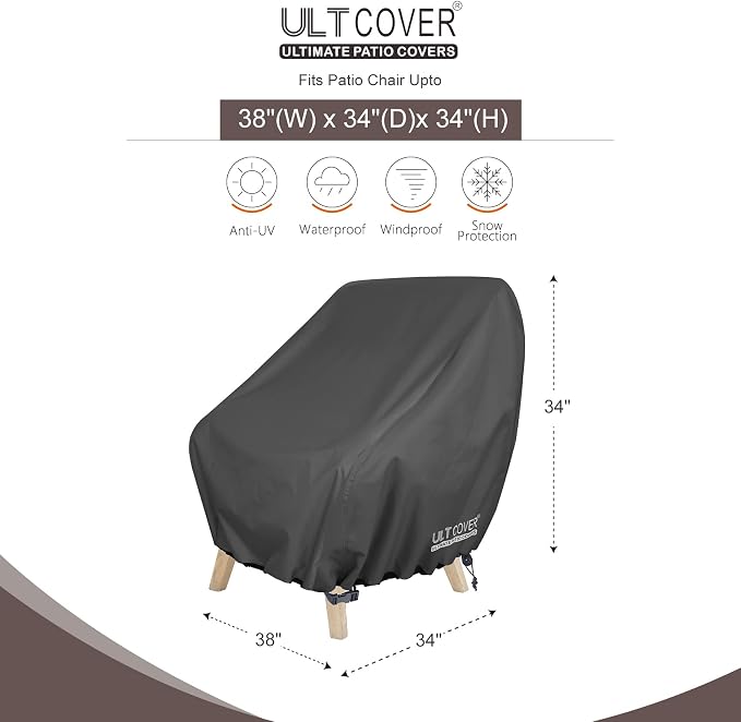 ULTCOVER Waterproof Patio Chair Cover 2 Pack – Outdoor Lounge Deep Seat Single - Image 2