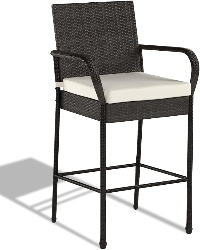 Sundale Outdoor Wicker Bar Stool Set of 2, Patio Counter Height Pub Chair - Image 7