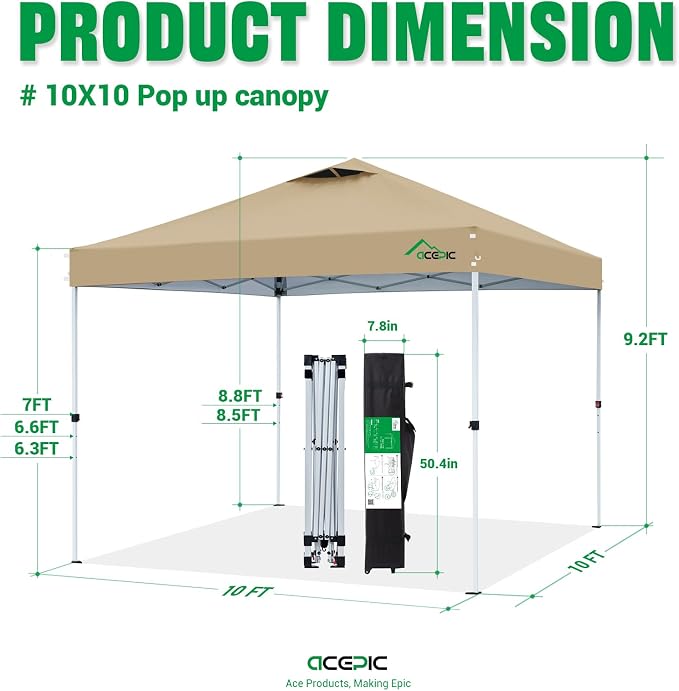 10x10 Pop Up Canopy Tent, 300D Silver-Coating Top, Pop Up Canopy Tent Instant - Image 5