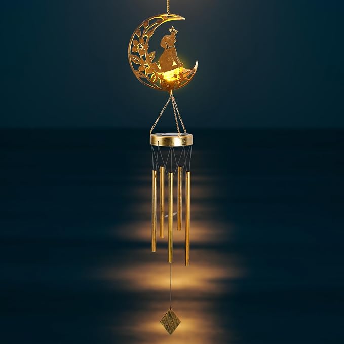 Moon Dog Wind Chime Outdoor, Handcrafted Metal Garden Wind Chimes - Image 5