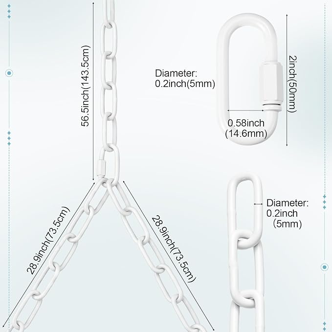 Heavy Duty Porch Swing Hanging Chain Kit 1500 Lbs Capacity, 4 Quick Links & 2 - Image 2