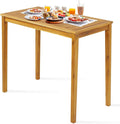 Tangkula Outdoor Acacia Wood Bar Table, 45” Rectangular Bar Height Farmhouse by TANGKULA