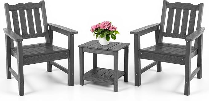 Stoog 3 Piece Patio Dining Sets, All-Weather Outdoor Chairs Set of 2 by Stoog
