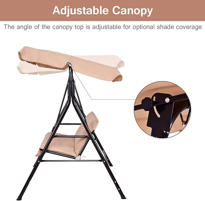 Tangkula 2 Person Porch Swing, Outdoor Swing - Image 8