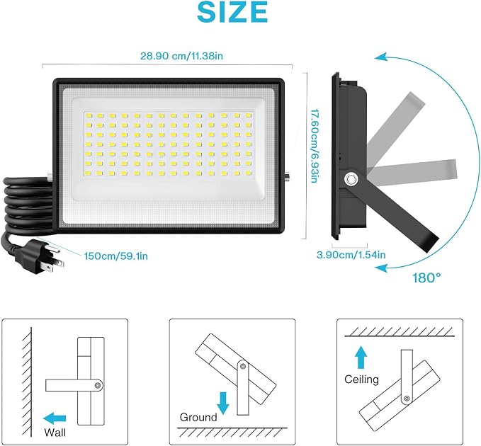 Olafus 2 Pack 130W LED Flood Light Outdoor, 13000lm LED Work Light - Image 9