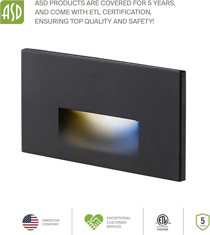 ASD LED Recessed Step Light Fixture, Dusk to Dawn Outdoor Tread Lighting | 3CCT - Image 7