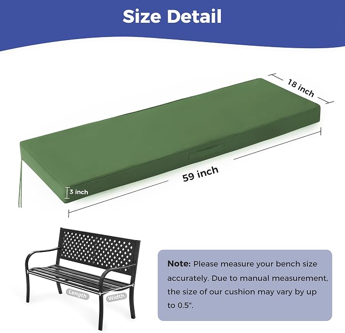 Outdoor Bench Cushions for Outdoor Furniture, Waterproof Bench Pillow, Fade - Image 5