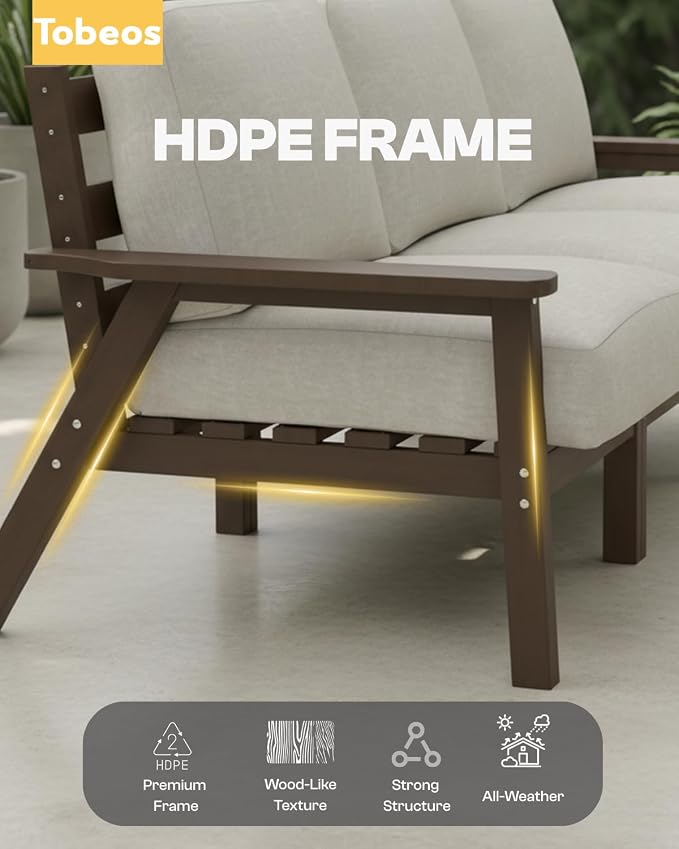 HDPE Patio Furniture Set 4 Seats, Outdoor Couch - Image 5