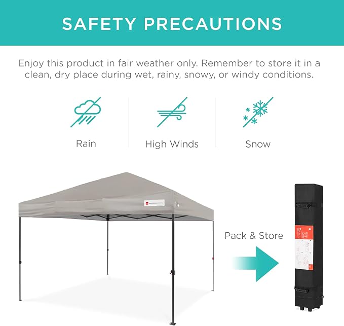Best Choice Products 10x10ft Pop Up Canopy Tent, Outdoor Shade, 1 Person 1 - Image 5
