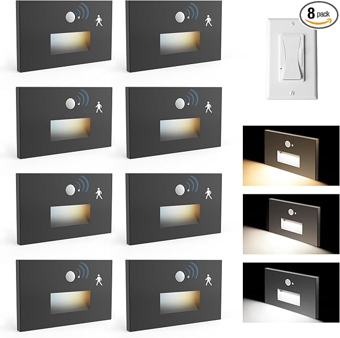 8 Pack Motion Sensor Stair Lights Indoor Outdoor, Dimmable Motion Activated by JANDOVLIGHTING-Creativelightsforyourhomefunkyatmosphereforyourlife