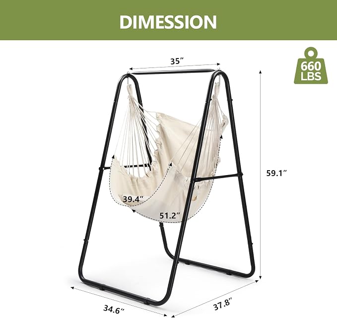 ONCLOUD 600LBS Heavy-Duty Hammock Chair Stand, Steel Hanging Chair Stand - Image 7
