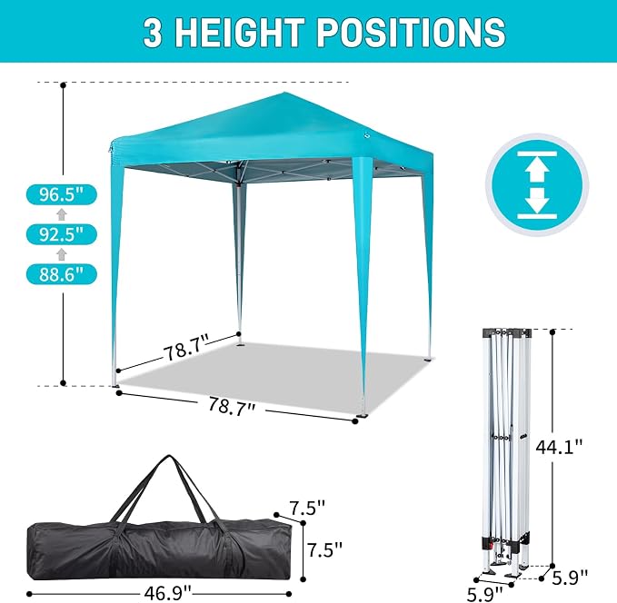 Outvita 6.5x6.5ft Pop Up Canopy Tent, Outdoor Instant Shelter Folding Canopy - Image 2