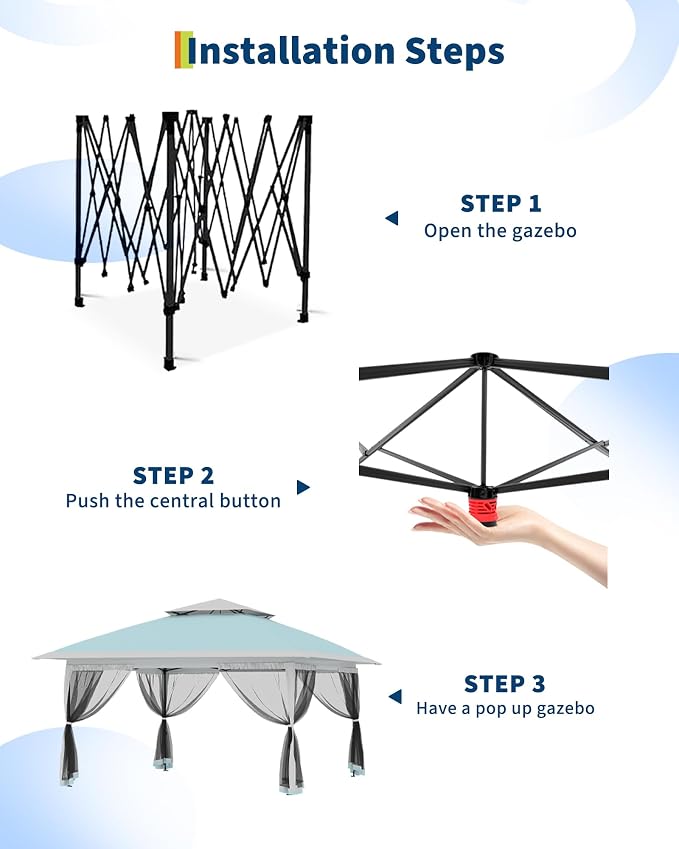 Canopy Tent 12x12 ft, Pop Up Gazebo One-Push Setup - Image 4