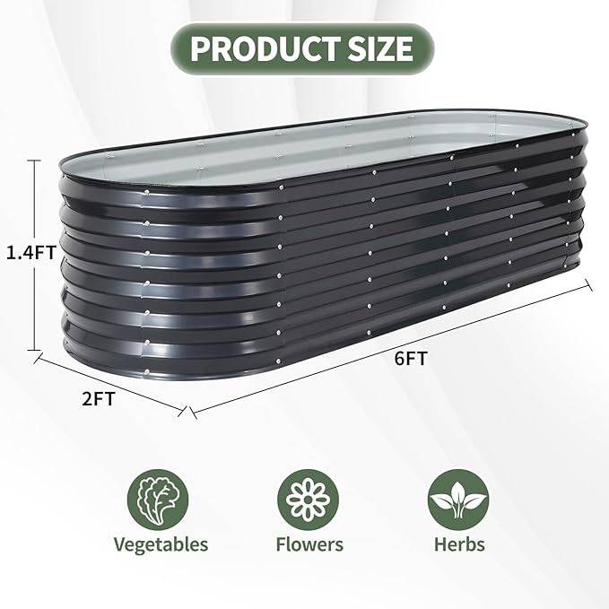 1MORE Galvanized Raised Garden Bed- Planter Garden Boxes Outdoor, Raised Beds - Image 6
