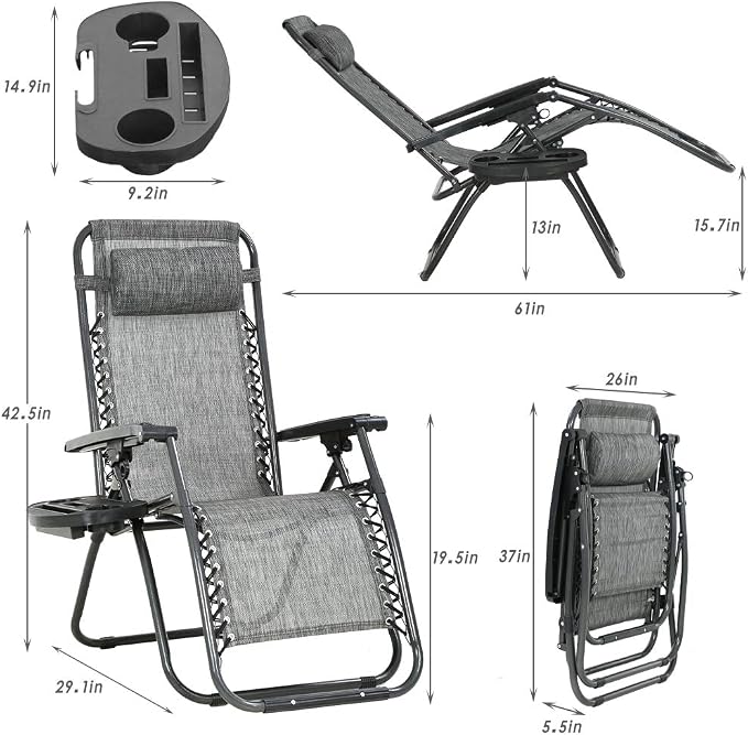 FDW Set of 2 Lawn Outdoor Deck Camping Folding Patio Beach Anti Recliner Pool - Image 8