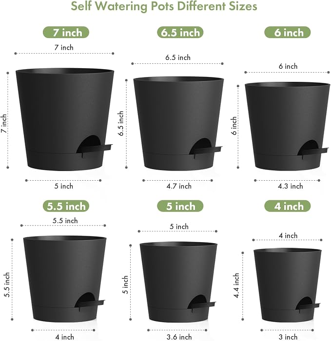 7/6.5/6/5.5/5/4 inch Self Watering Pots - Image 2
