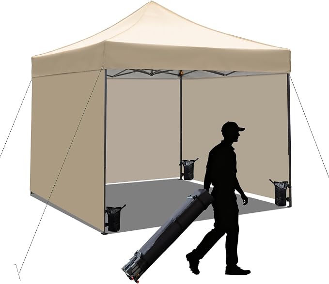 10x10 Pop up Canopy Tent with Sidewalls, Heavy Duty Waterproof Sun Shade Canopy by AERGERGER