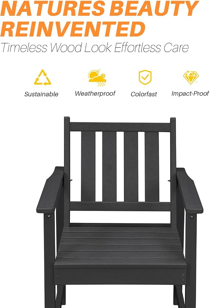 Patio Dining Chair Set of 2, HDPE Outdoor Dining Chair, Ergonomic HDPE Dining - Image 6