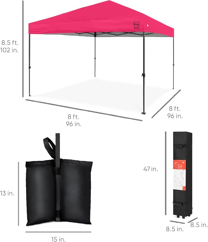 Best Choice Products 8x8ft Pop Up Canopy Tent, Outdoor Shade, 1 Person 1 Minute - Image 8