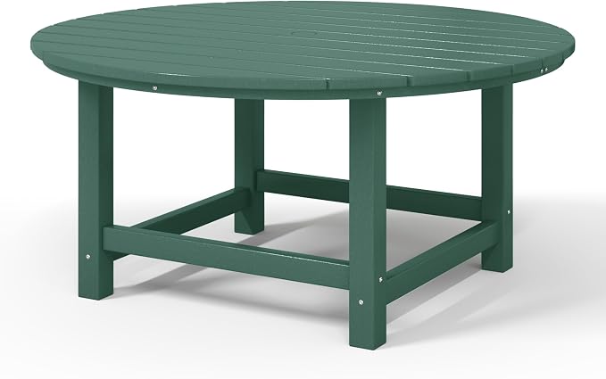 WestinTrends Malibu Low Outdoor HDPE Round Patio Coffee Table, Dark Green - Image 9