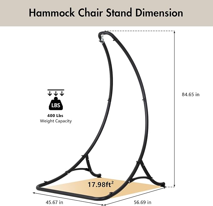 ANOW Heavy Duty Hammock Chair Swing Stand Only, Hanging Chair Stand - Image 6