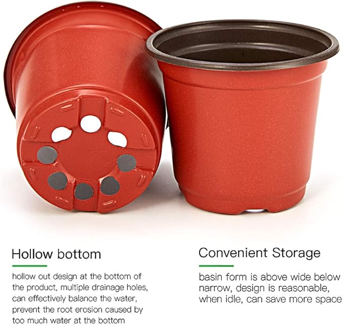 JERIA 200 Pack 6 Inch Plastic Nursery Pots Comewith Drainage Holes, Seedling - Image 4