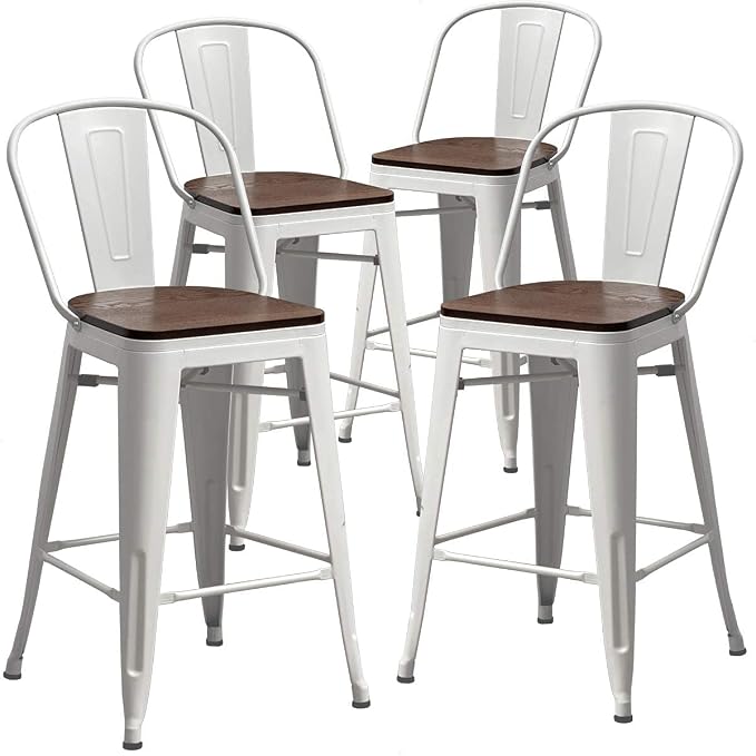 Aklaus Metal Bar Stools Set of 4, 24 inch Barstools Counter Height Bar Stool - Image 10