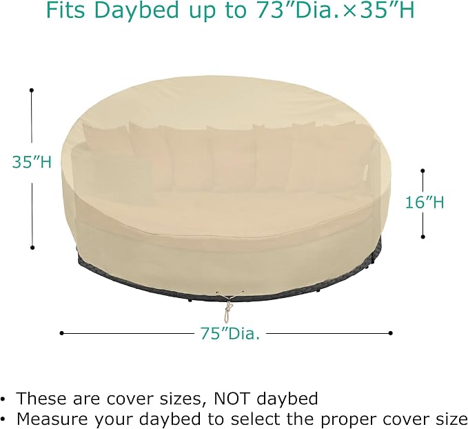 SunPatio Outdoor Daybed Cover, Heavy Duty Waterproof Round Canopy Sofa Bed Cover - Image 2