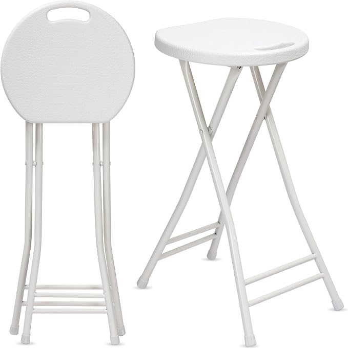 Suzile 2 Pcs 24 Inch Tall Folding Chair Portable Plastic Stool Chair Heavy Duty by Suzile