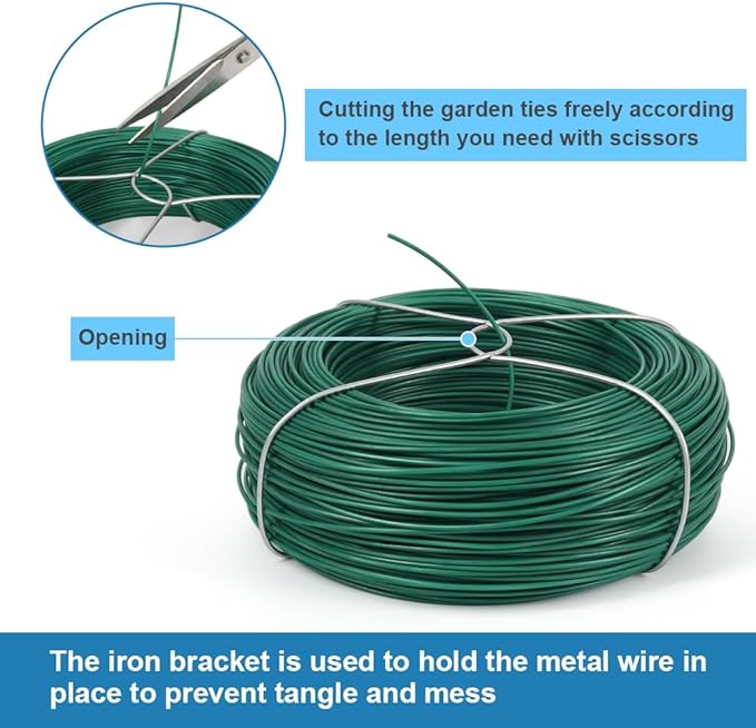 328 Feet Plant Twist Tie Plastic Coated Soft Garden Metal Wire 1mm Thin - Image 3
