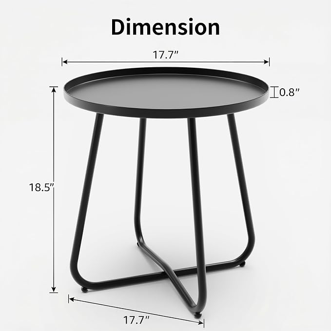Outdoor Side Table, Indoor & Outdoor 18" Round Patio Side Table, Small Metal - Image 3