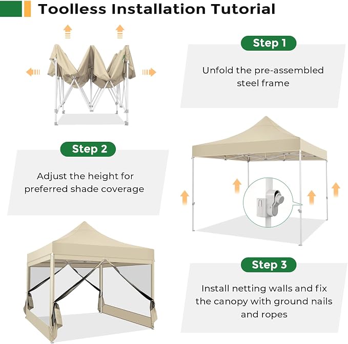 COBIZI 10x10 Heavy Duty Pop Up Canopy Tent - Image 7