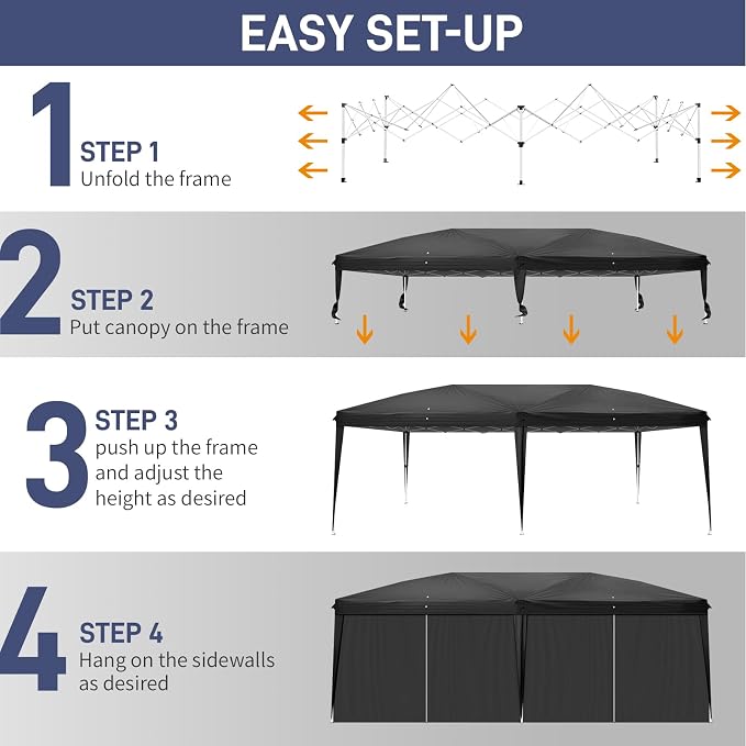 Outvita 10x20ft Pop Up Canopy Tent, Outdoor Instant Shelter Folding Canopy - Image 3