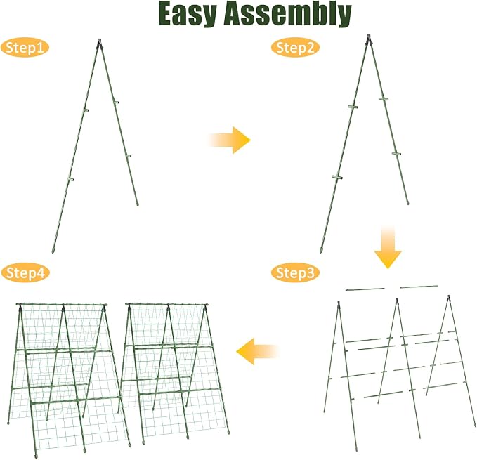 Miory Cucumber Trellis for Raised Beds, 2 Pack 32x48" A-Frame Garden Trellis - Image 8