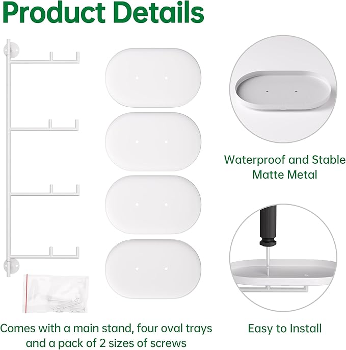 Rotating Window Shelves for Multiple Plants Indoor, 4-tier Metal Corner White - Image 5