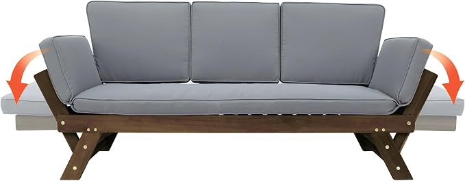 LUMISOL Outdoor Daybed, Convertible Chaise Lounge - Image 4