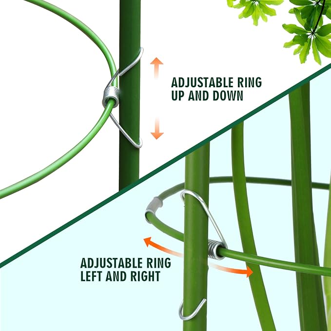 LEOBRO 4 PCS Plant Support Cages, Tomato Cages, Metal Garden Plant Support Ring - Image 3