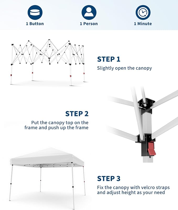Canopy Tent, GarveeLife 10X10 FT Pop Up Canopy Outdoor Instant Tent Slant Legs - Image 4