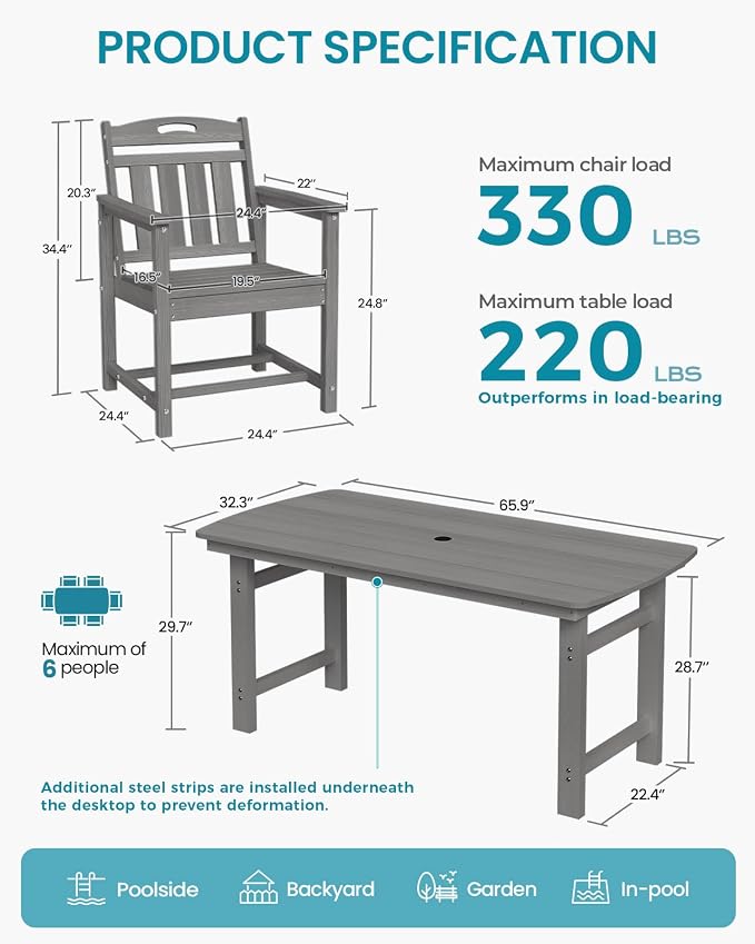 Ciokea HDPE Outdoor Dining Table - Image 2