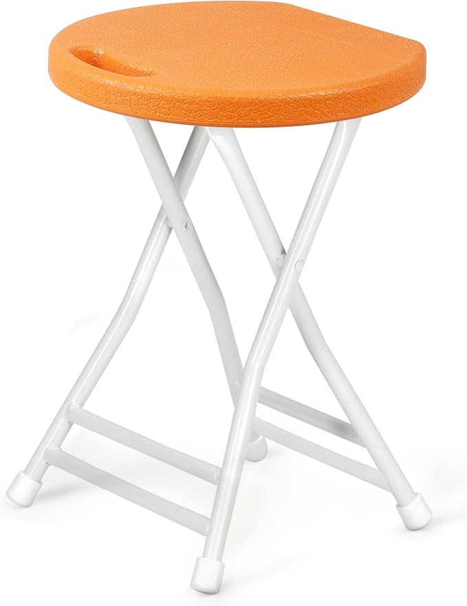 Folding Stool with Handle, Folding Chair, Folding Bar Stool with Non-Slip Feet by COOZMENT